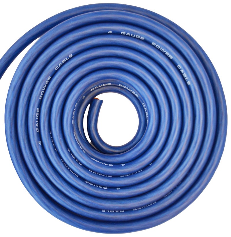 SoundBox Connected 4 Gauge Blue Amplifier Amp Power/Ground Wire 25 Feet Superflex Cable 25' - Image 1